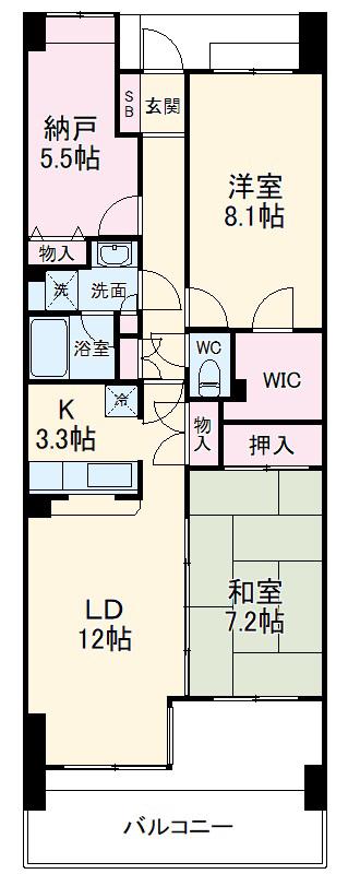 リーベスト西千葉(3LDK/12階)の間取り写真