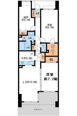 リーベスト西千葉(3LDK/9階)の間取り写真
