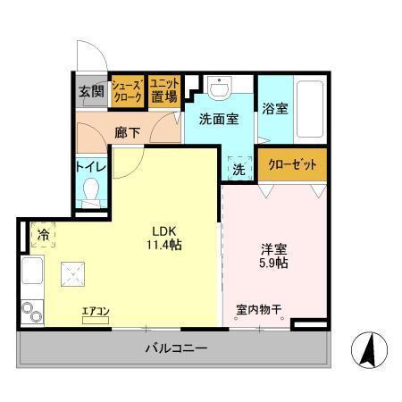 トリアノン(1LDK/1階)の間取り写真