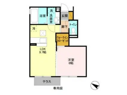 プランドール(1LDK/1階)の間取り写真