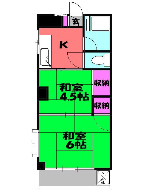 天王マンション(2K/4階)の間取り写真