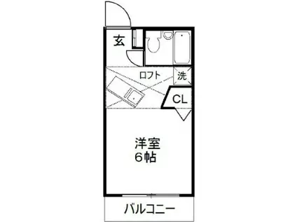 ラ・プリマヴェーラ(ワンルーム/2階)の間取り写真
