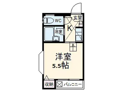 アドミラブールF(1K/1階)の間取り写真