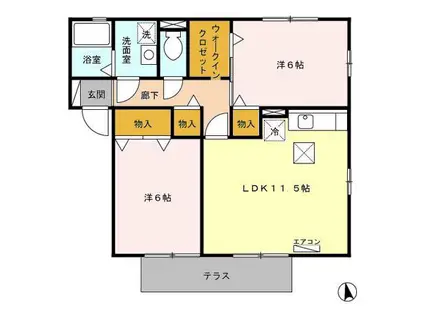 ベネツォーネB(2LDK/1階)の間取り写真