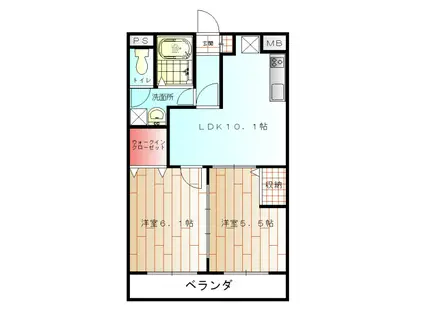 リバーサイド大澤(2LDK/1階)の間取り写真