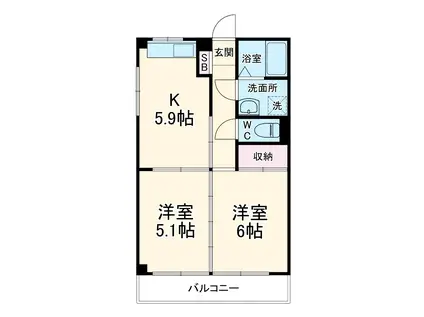 ダイワプラザ都(2DK/1階)の間取り写真