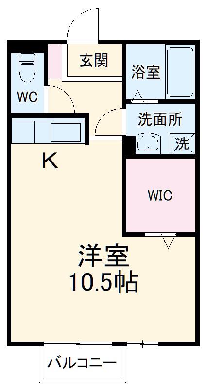エスパス(ワンルーム/2階)の間取り写真