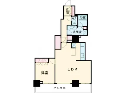 パークタワー東京クラルテステーションフロント(1SLDK/9階)の間取り写真