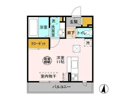 グラン・レーヴ(ワンルーム/2階)の間取り写真