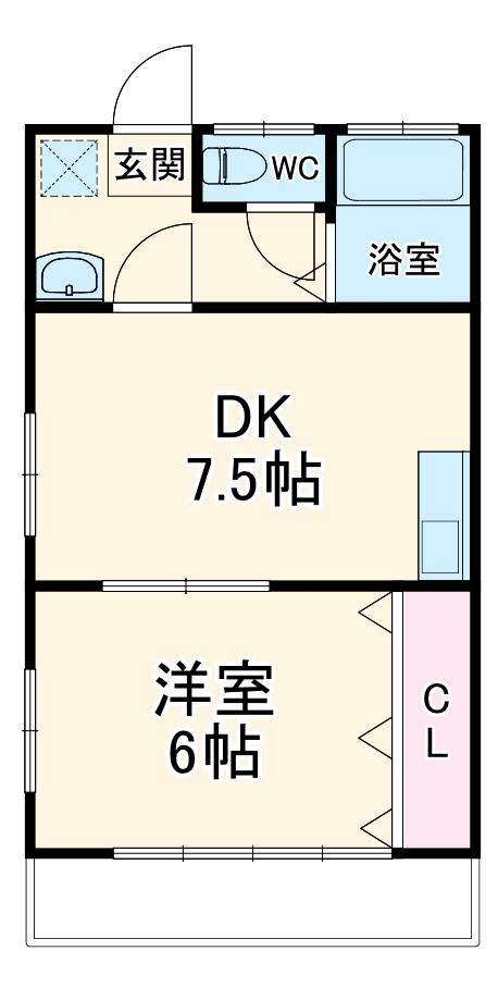 一色ハイツⅠ(1DK/2階)の間取り写真
