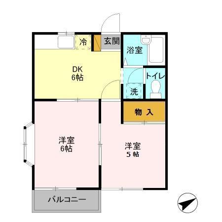 コーポフロンティアI(2DK/2階)の間取り写真