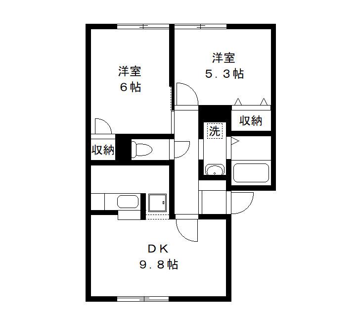 アルメリーナⅠ(2LDK/1階)の間取り写真