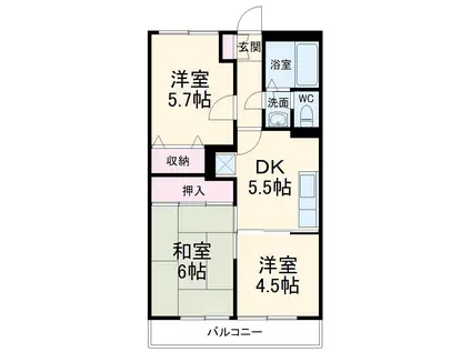 ヴァンベール(3DK/3階)の間取り写真