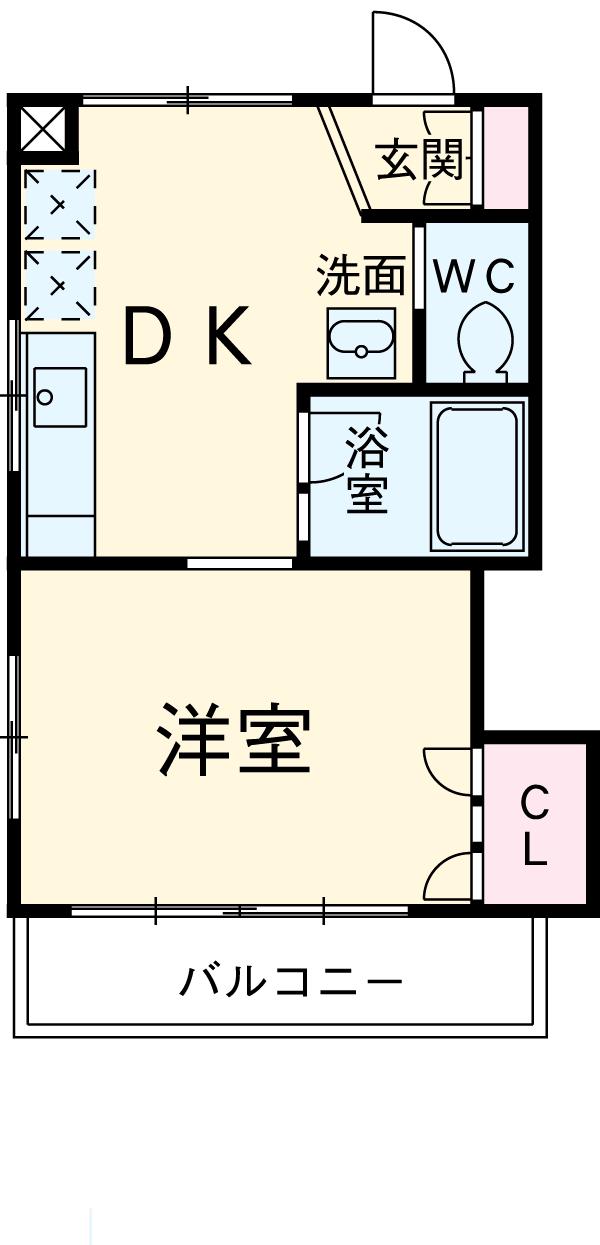 シャンス東寺尾中台13-Ⅱ(1DK/1階)の間取り写真