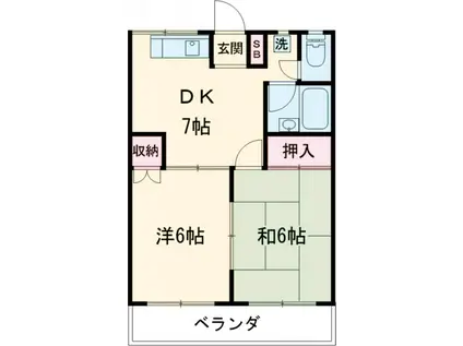 フジハイム(2DK/2階)の間取り写真