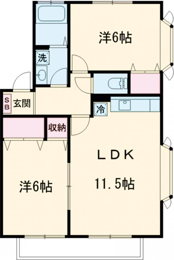 プラスサムⅡ(2LDK/2階)の間取り写真