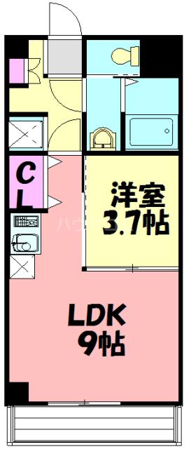 IVORY(1LDK/3階)の間取り写真