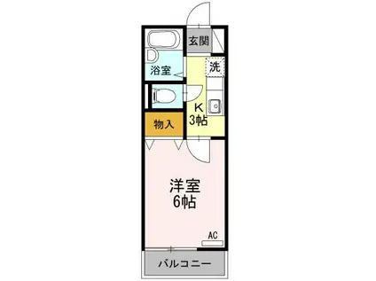 セジュール町田(1K/2階)の間取り写真