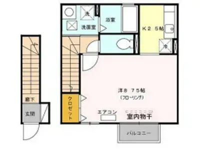 ラ・プランタン(1K/2階)の間取り写真