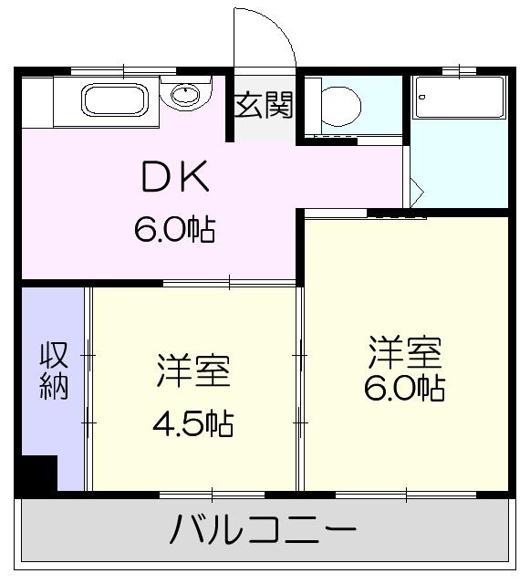 コーポ城山(2DK/1階)の間取り写真