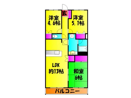 カトル・セゾン(3LDK/3階)の間取り写真
