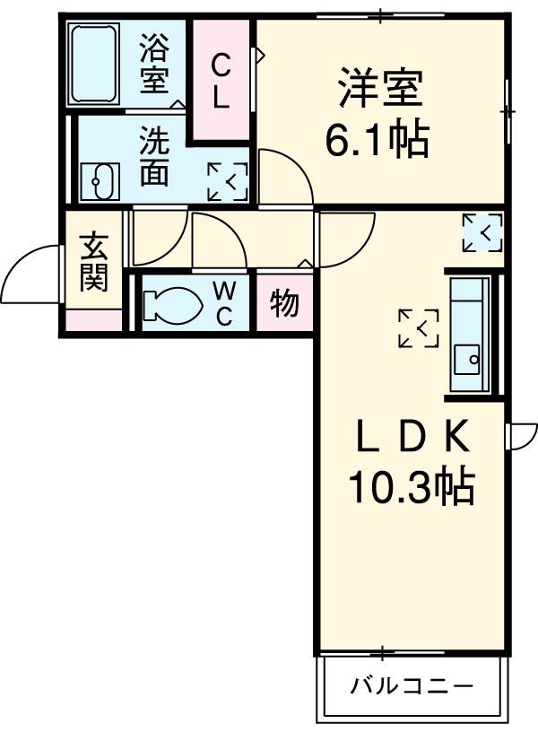 JACK MIYUKIHOMMACHIⅡ(1LDK/1階)の間取り写真