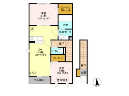 グリーンコーポシティ前川B(2LDK/2階)の間取り写真