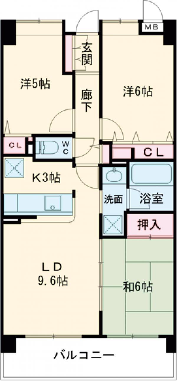 クレストフォルム高井戸南(3LDK/5階)の間取り写真