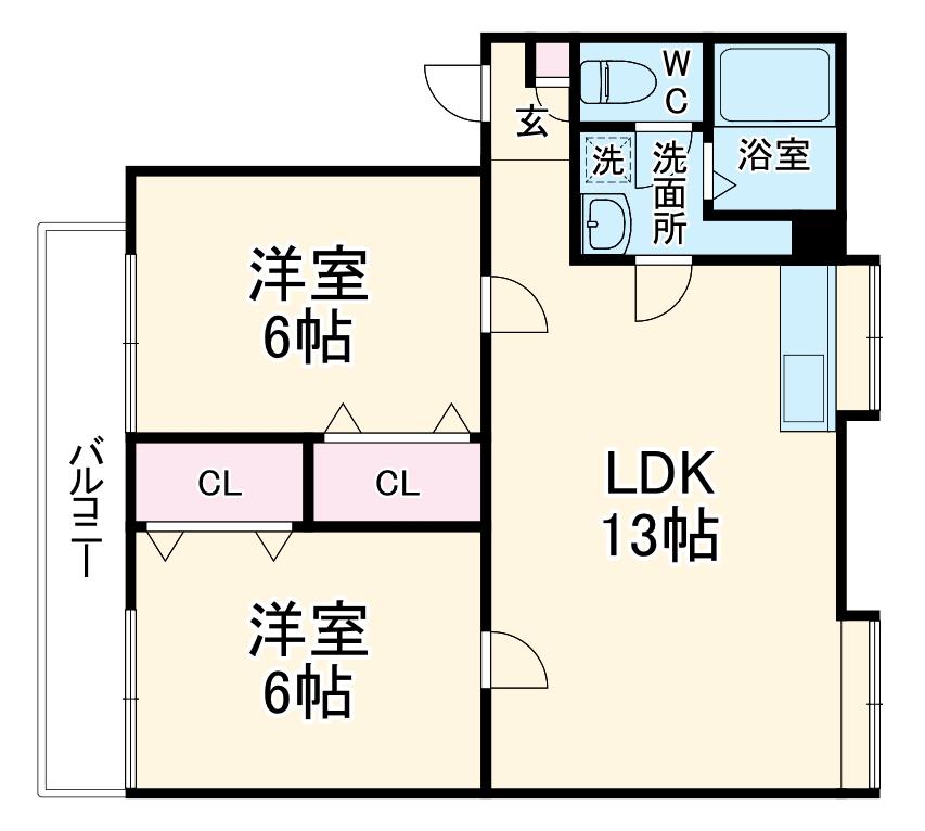 クリスタル浦和(2LDK/1階)の間取り写真