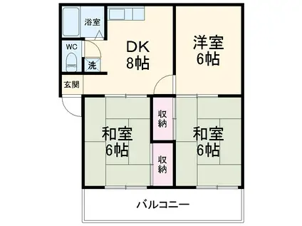 クリスタル浦和(3DK/3階)の間取り写真