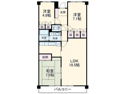 アーバンディラ蕨(3LDK/3階)の間取り写真