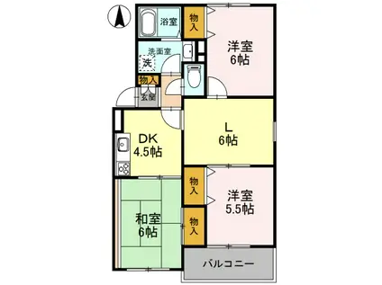 メゾンファミール(3LDK/1階)の間取り写真