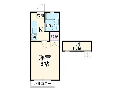 コーポサントーレア(ワンルーム/2階)の間取り写真