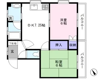 ラフィーヌ・青柳Ⅰ(2DK/1階)の間取り写真