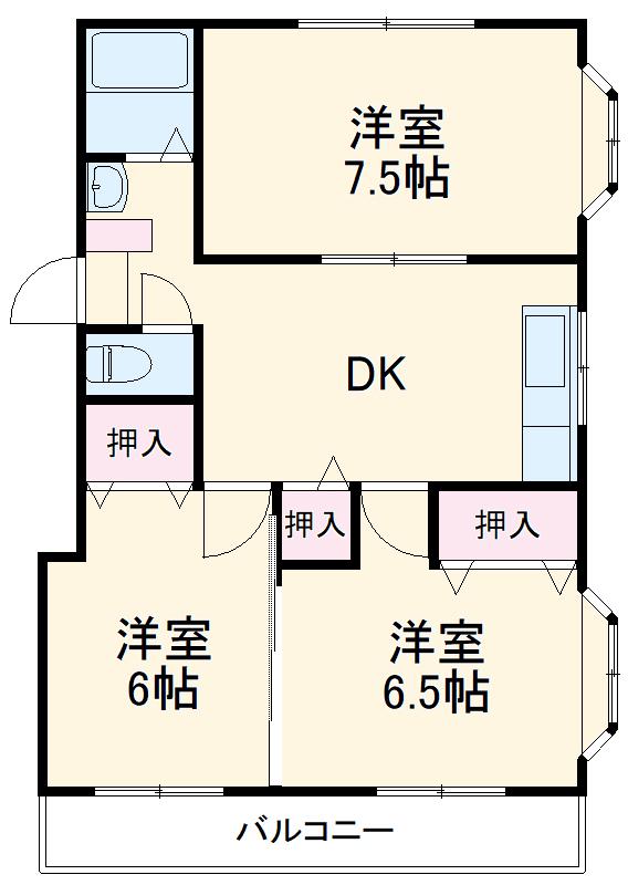 第2平田マンション(3DK/2階)の間取り写真