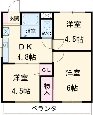 ルシエーナ立川(3K/3階)の間取り写真