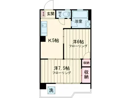 一橋ハイム(2K/6階)の間取り写真