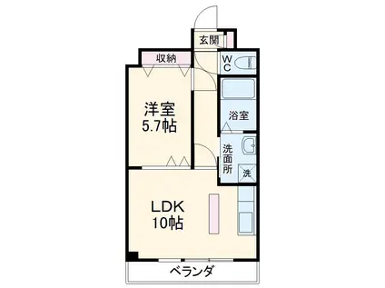 煉瓦館 シャトルⅦ(1LDK/3階)の間取り写真
