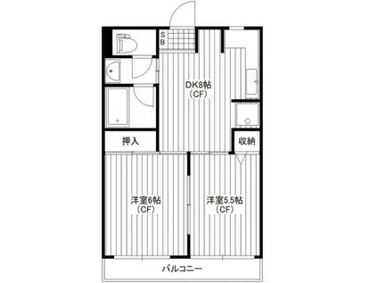 梶ヶ谷リベール(2DK/5階)の間取り写真