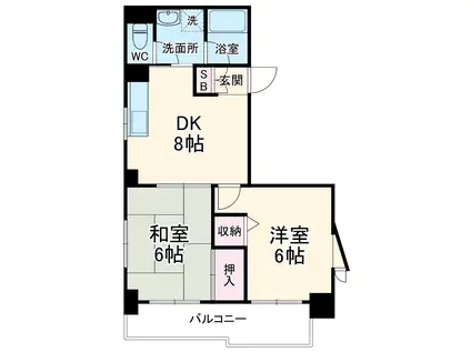 梶ヶ谷リベール(2DK/5階)の間取り写真