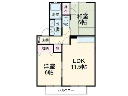 エスポワールK(2DK/1階)の間取り写真