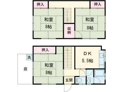 山陰本線 嵯峨嵐山駅 徒歩23分 2階建 築55年(3DK)の間取り写真