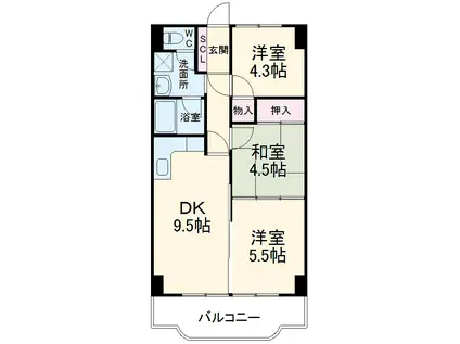 シュターンハイム第一(3DK/6階)の間取り写真