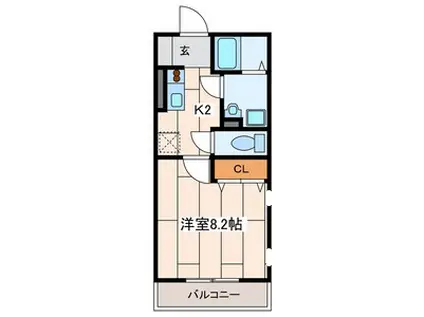 フレックス(1K/1階)の間取り写真