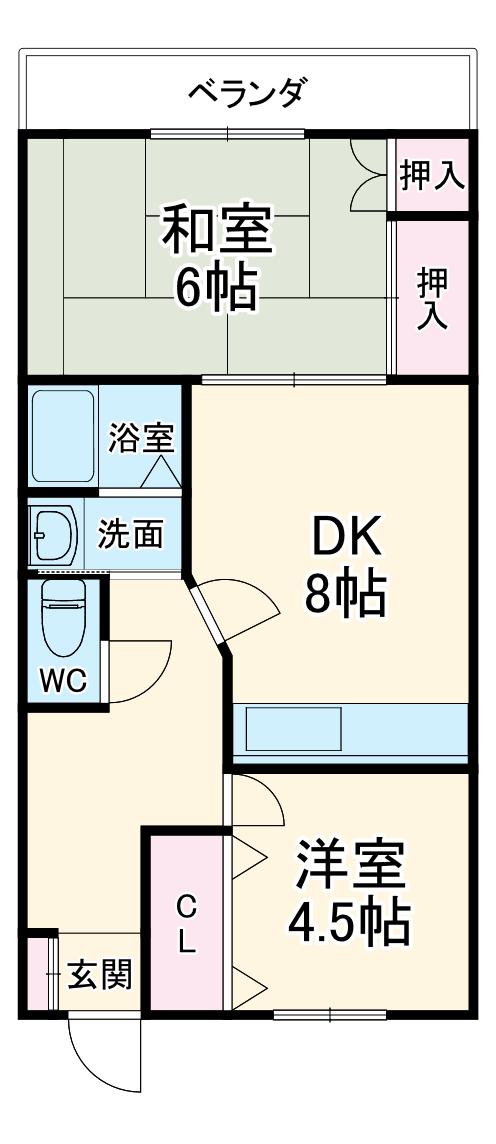 マンションエクセレント(2DK/4階)の間取り写真