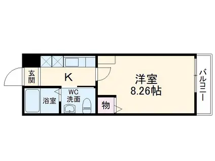 フラッティ毘沙門町(1K/1階)の間取り写真