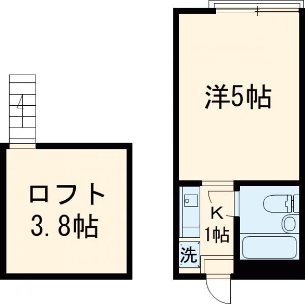 スカイピア墨田A棟(1K/2階)の間取り写真