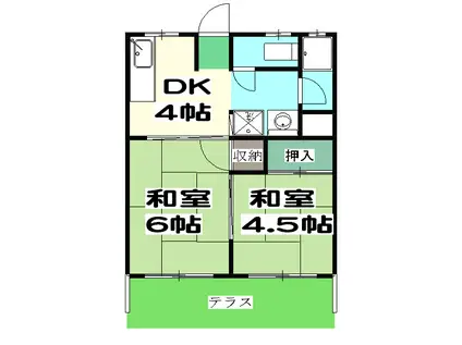 長曽ハイツⅠ(2DK/2階)の間取り写真