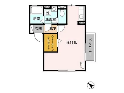 コンフォールⅡ(ワンルーム/2階)の間取り写真