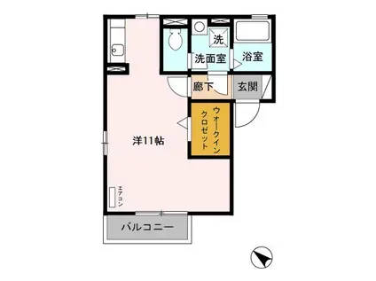 コンフォールⅡ(ワンルーム/2階)の間取り写真